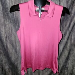 Tommy Bahama Golf XL Pink‎ Sleeveless 1/4 Zip Polo Shirt Top